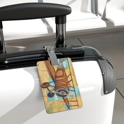 Airplane Saffiano Polyester Luggage Tag, Rectangle
