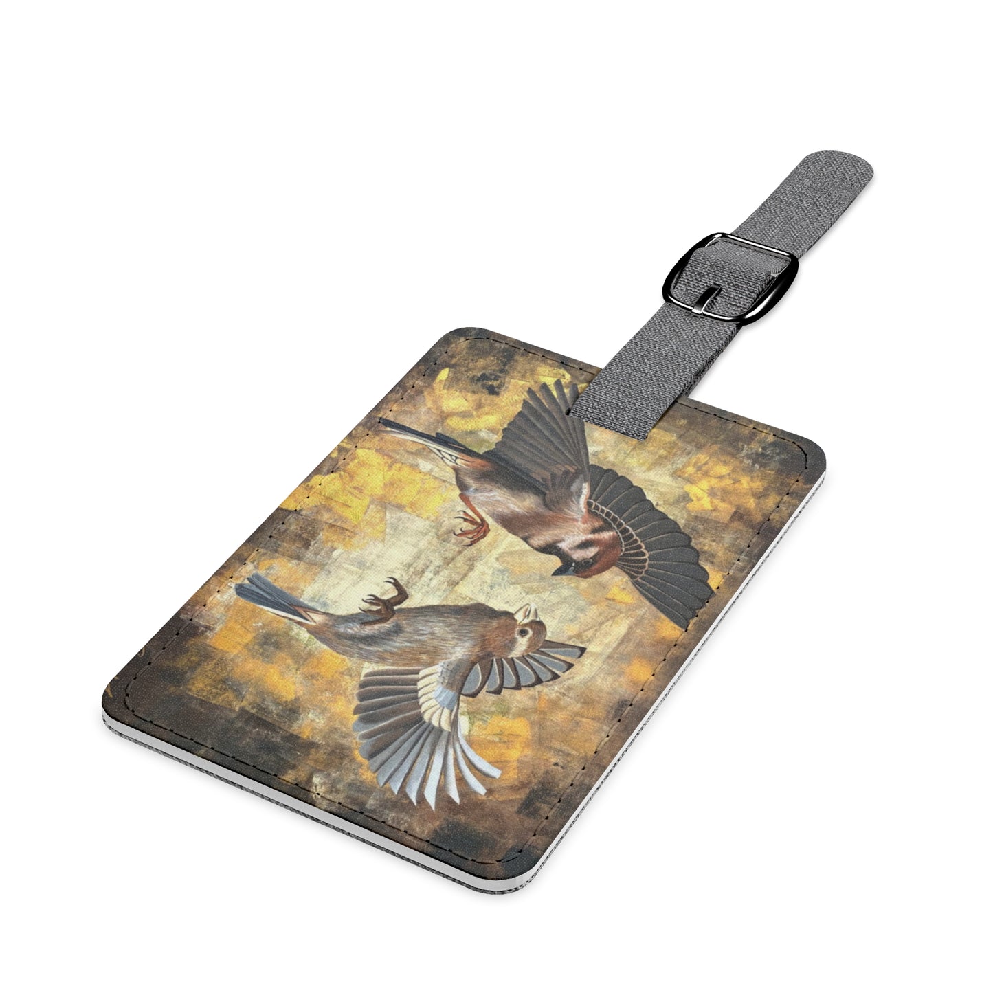 Sparrow Bird Saffiano Polyester Luggage Tag, Rectangle