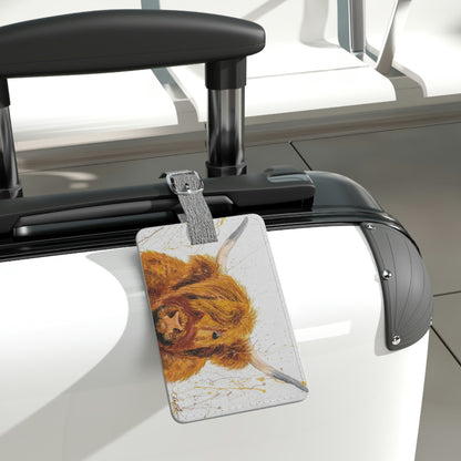 Cow Saffiano Polyester Luggage Tag, Rectangle