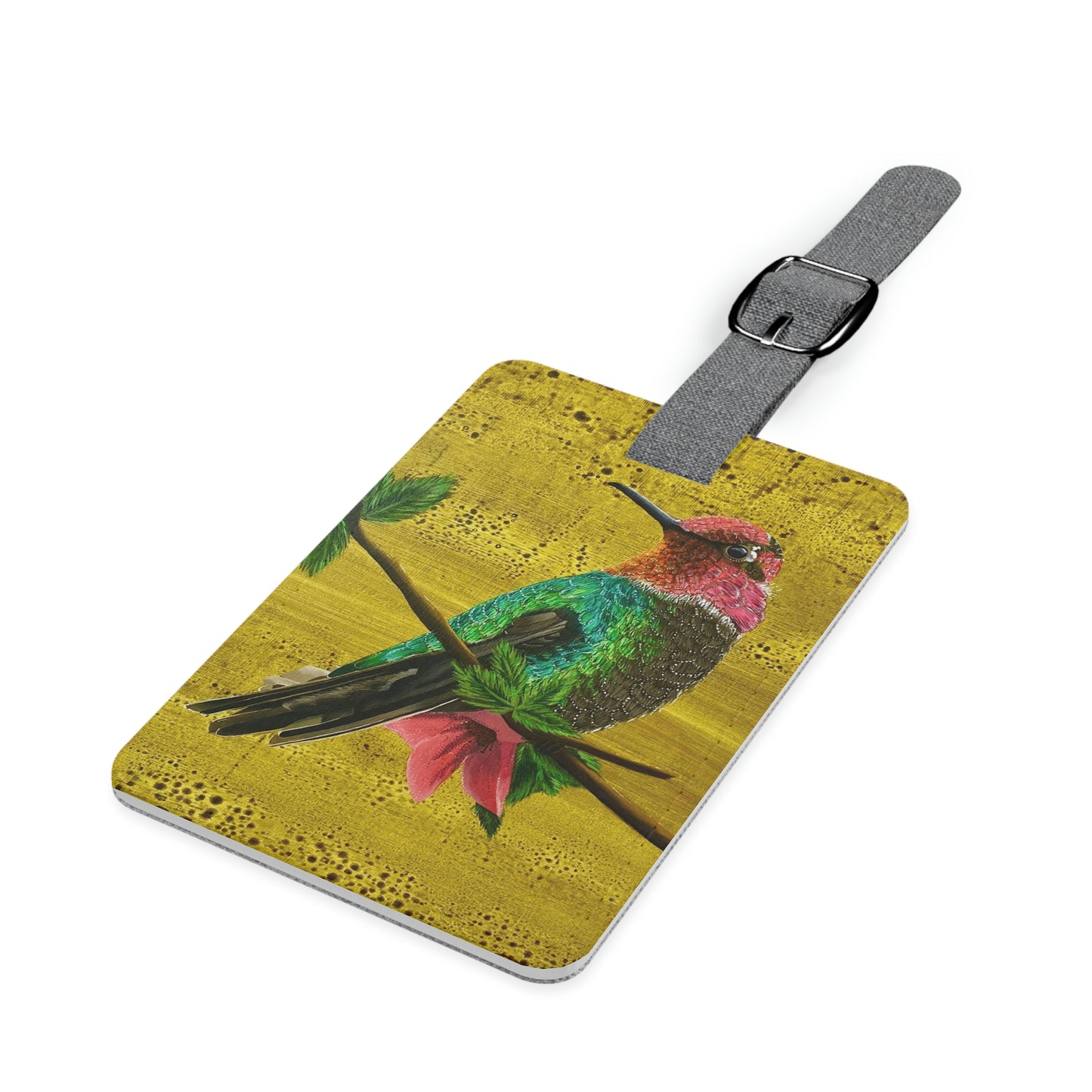 Hummingbird Saffiano Polyester Luggage Tag, Rectangle