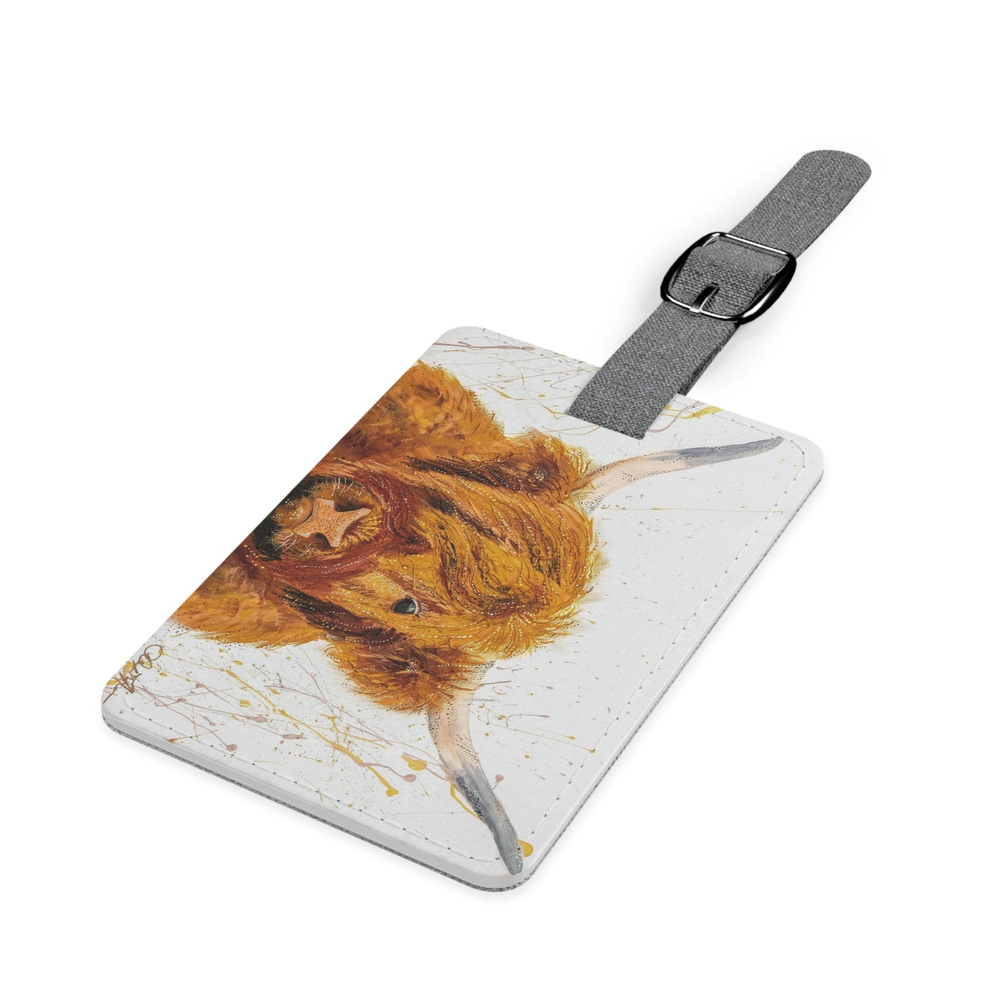 Cow Saffiano Polyester Luggage Tag, Rectangle
