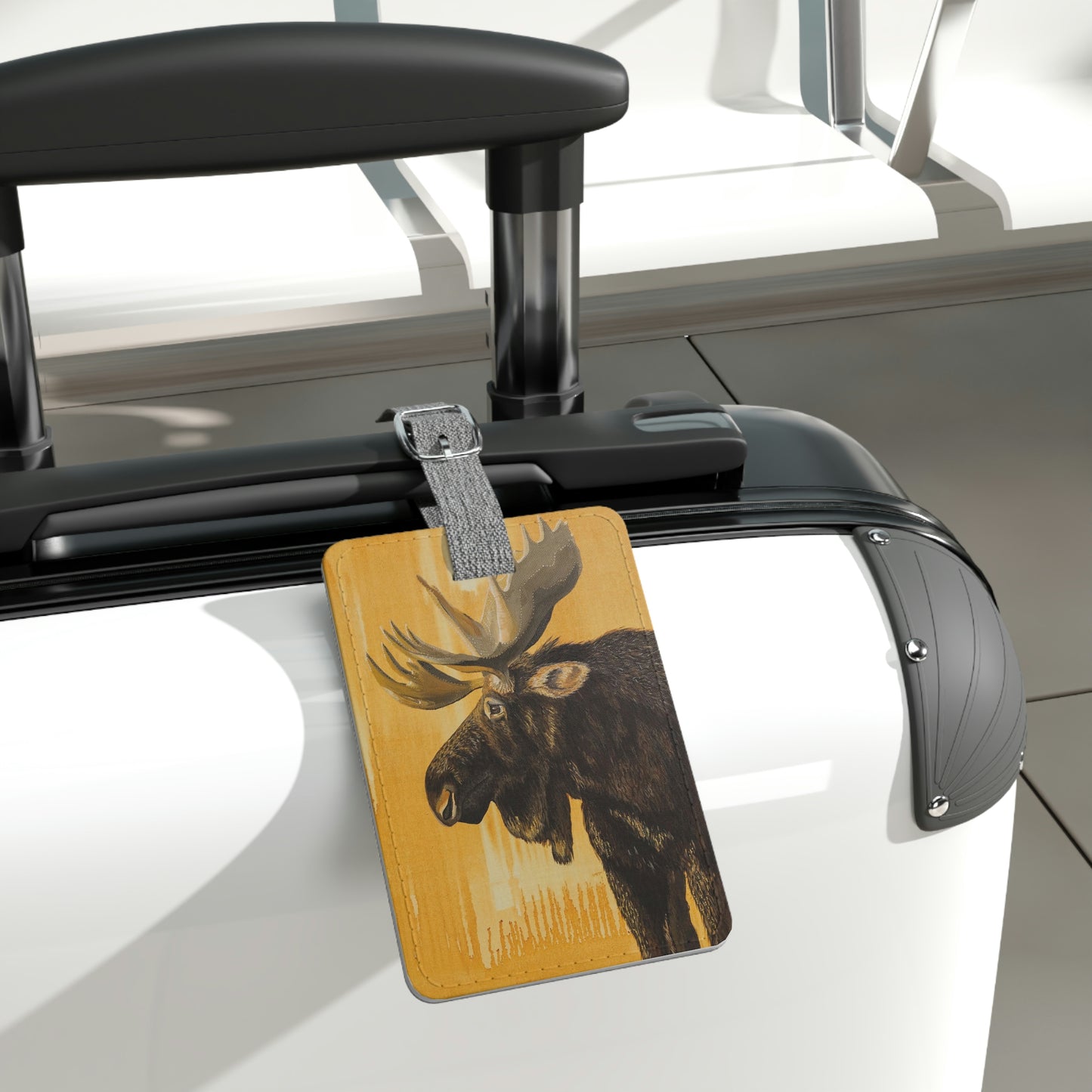 Moose Saffiano Polyester Luggage Tag, Rectangle