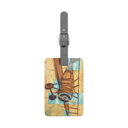 Airplane Saffiano Polyester Luggage Tag, Rectangle